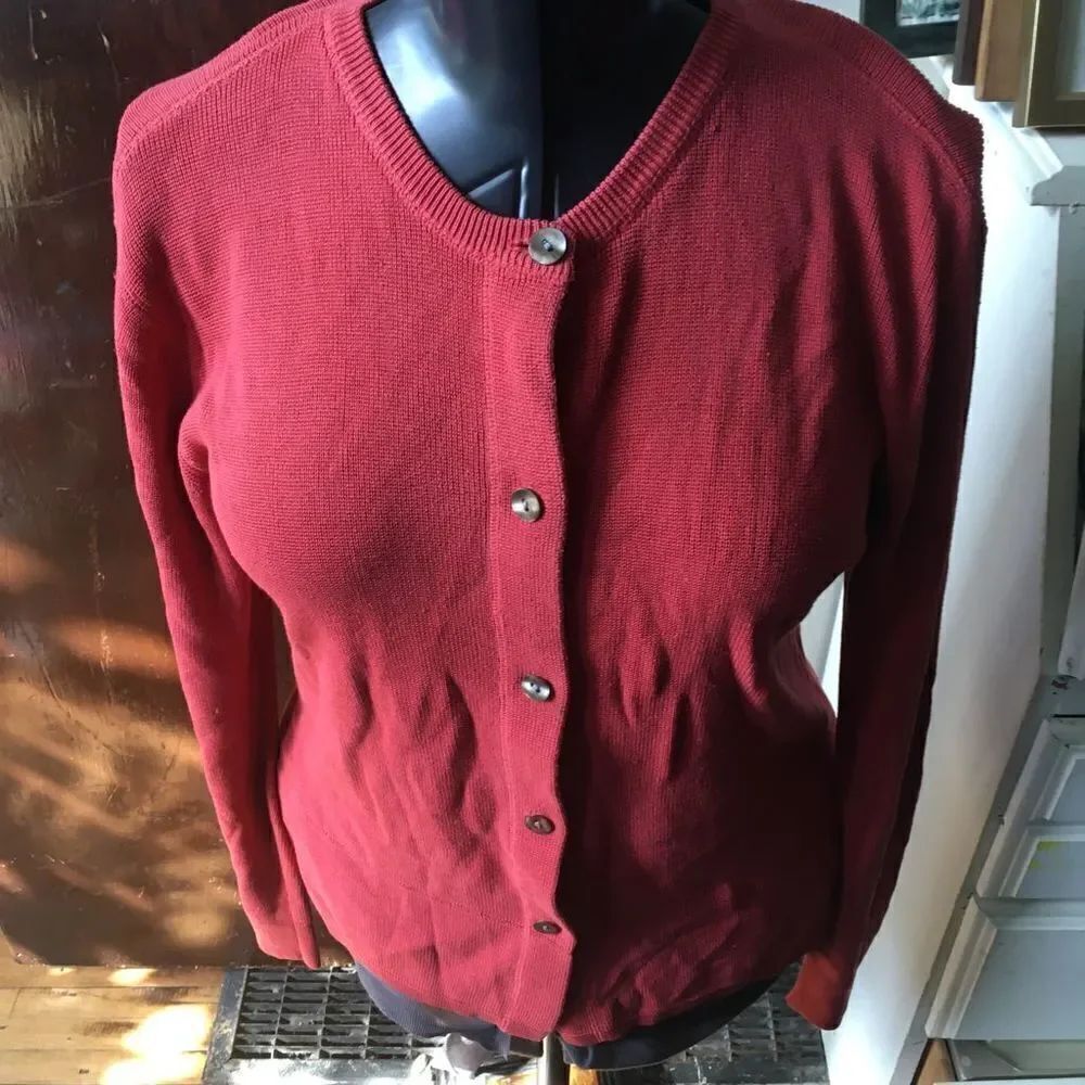 Tommy Bahama silk cotton blend coral button down M cardigan sweater